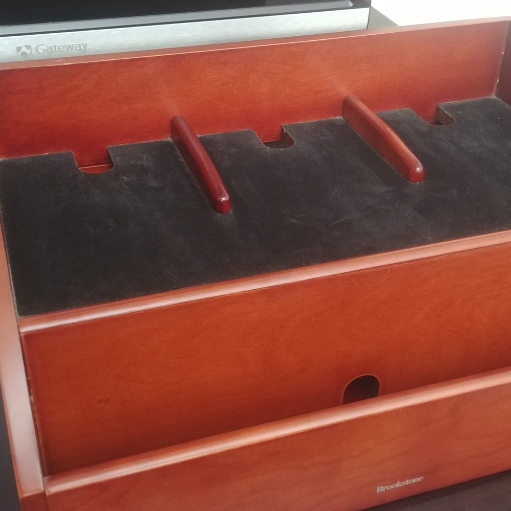 Brookstone Cherry Wood Jewelry Organizer with Black Lining